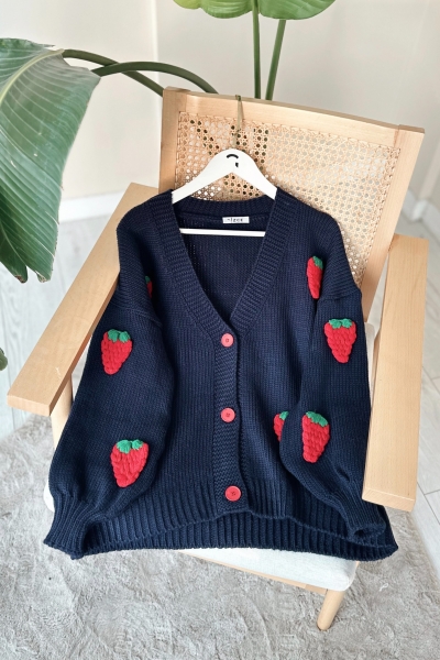 Belkis Navy Blue Knitwear Cardigan