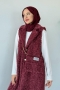 Çantalı Kürklü Yelek Bordo