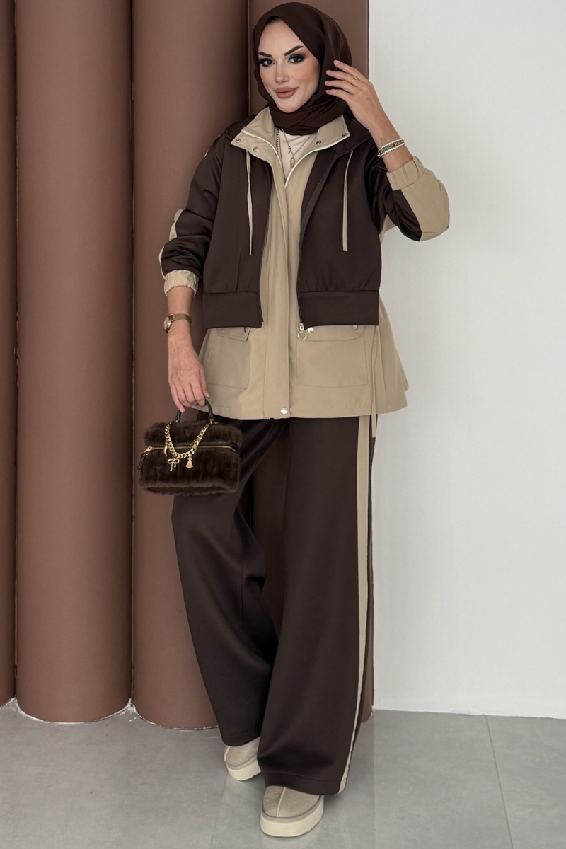 Kahverengi Kapişonlu İkili Takım 