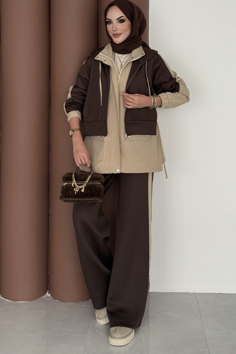 Kahverengi Kapişonlu İkili Takım 