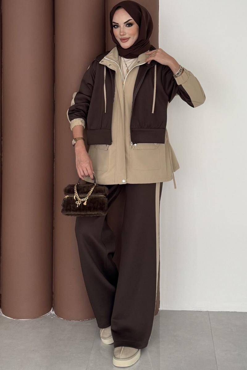 Kahverengi Kapişonlu İkili Takım 