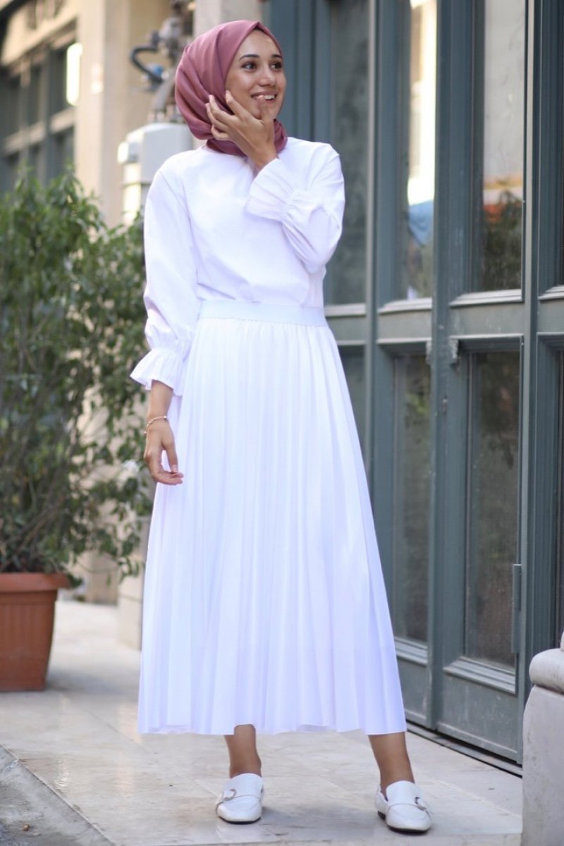 Linya White Skirt Shirt Combine