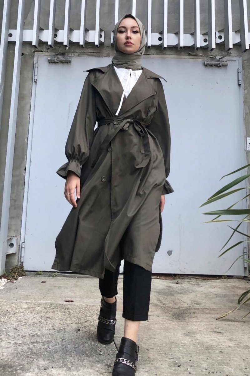 Ariana Khaki Trench Coat