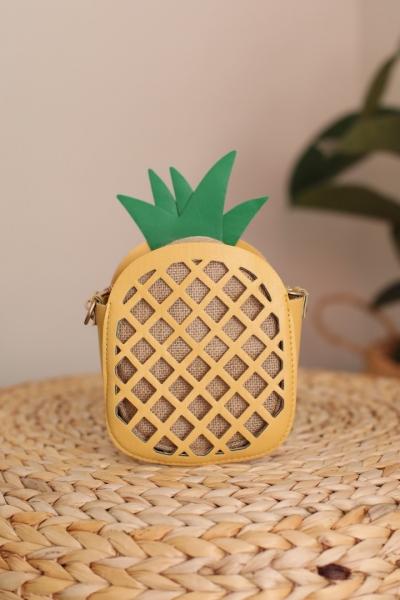 Ananas Hasır Keseli Sarı Çanta