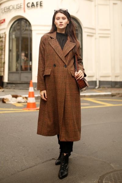 Runolf Brown Plaid Coat