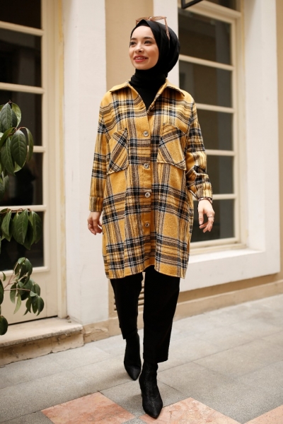 Alexa Mustard Plaid Jacket Shirt