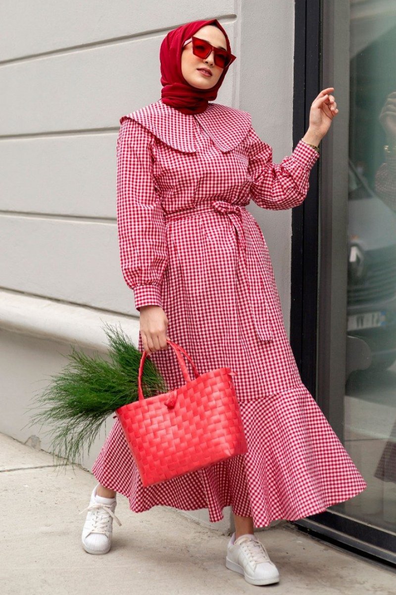 Adrian Red Gingham Dress