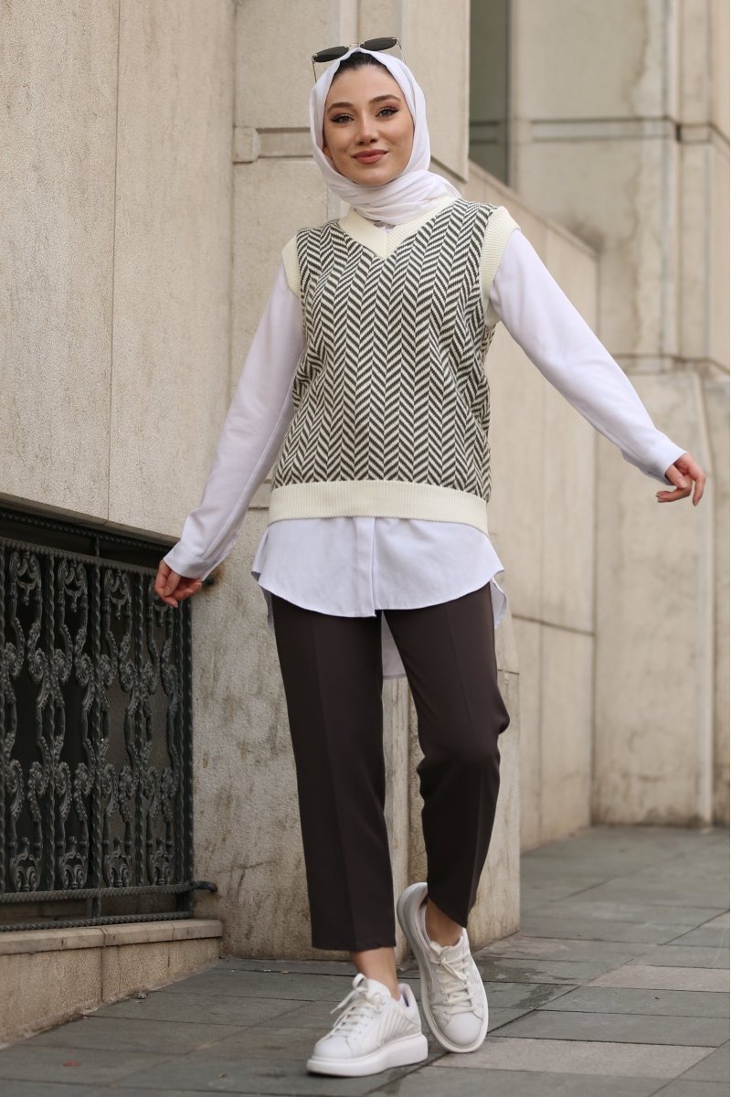 Tan Khaki Knitwear Sweater