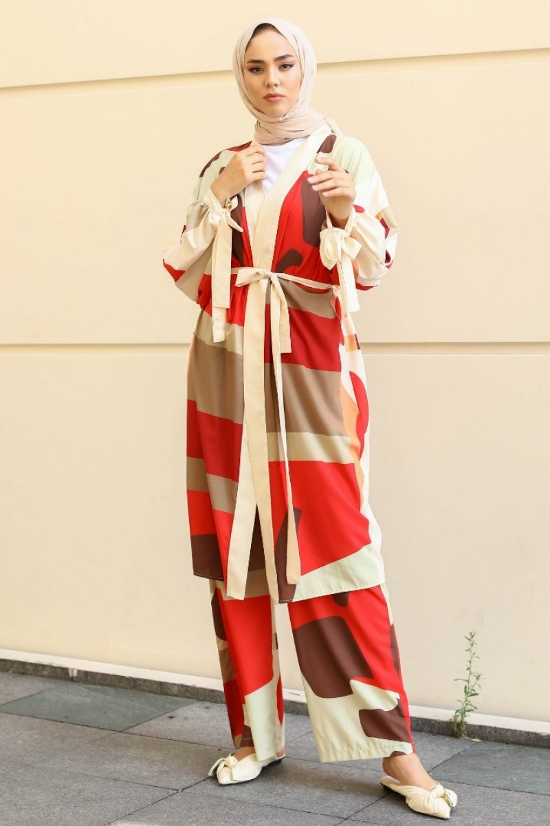 Mitra Beige Kimono Suit