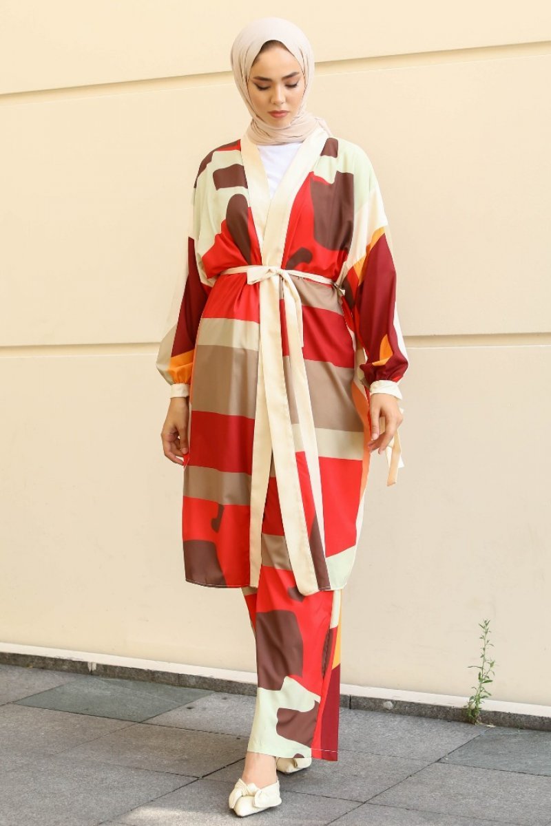 Mitra Beige Kimono Suit