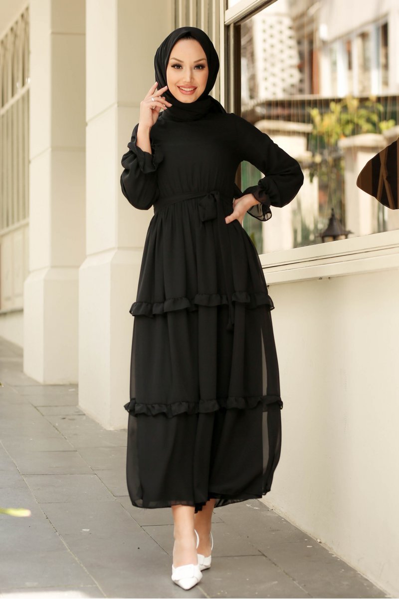 Monica Black Chiffon Dress