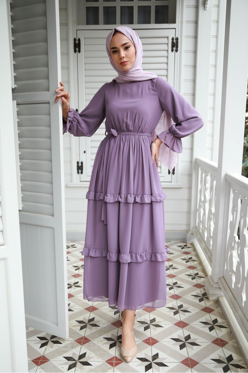 Monica Purple Chiffon Dress