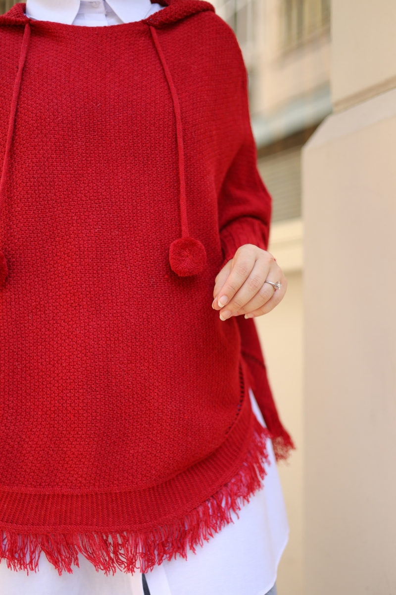 Matias Claret Red Knitwear Poncho