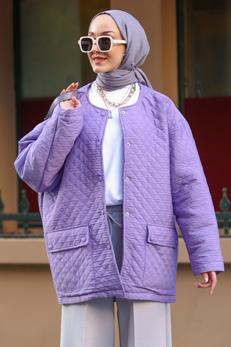 Single Lilac Quilted Coat
