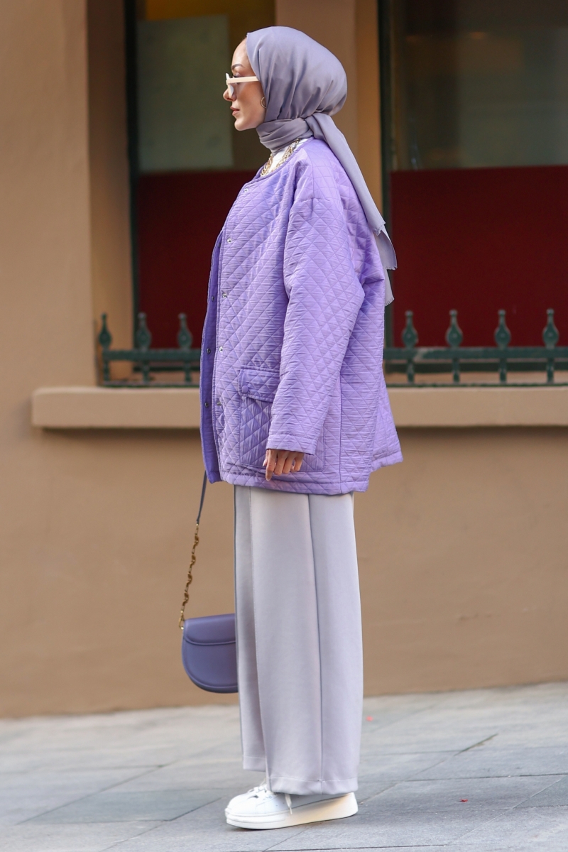 Single Lilac Quilted Coat