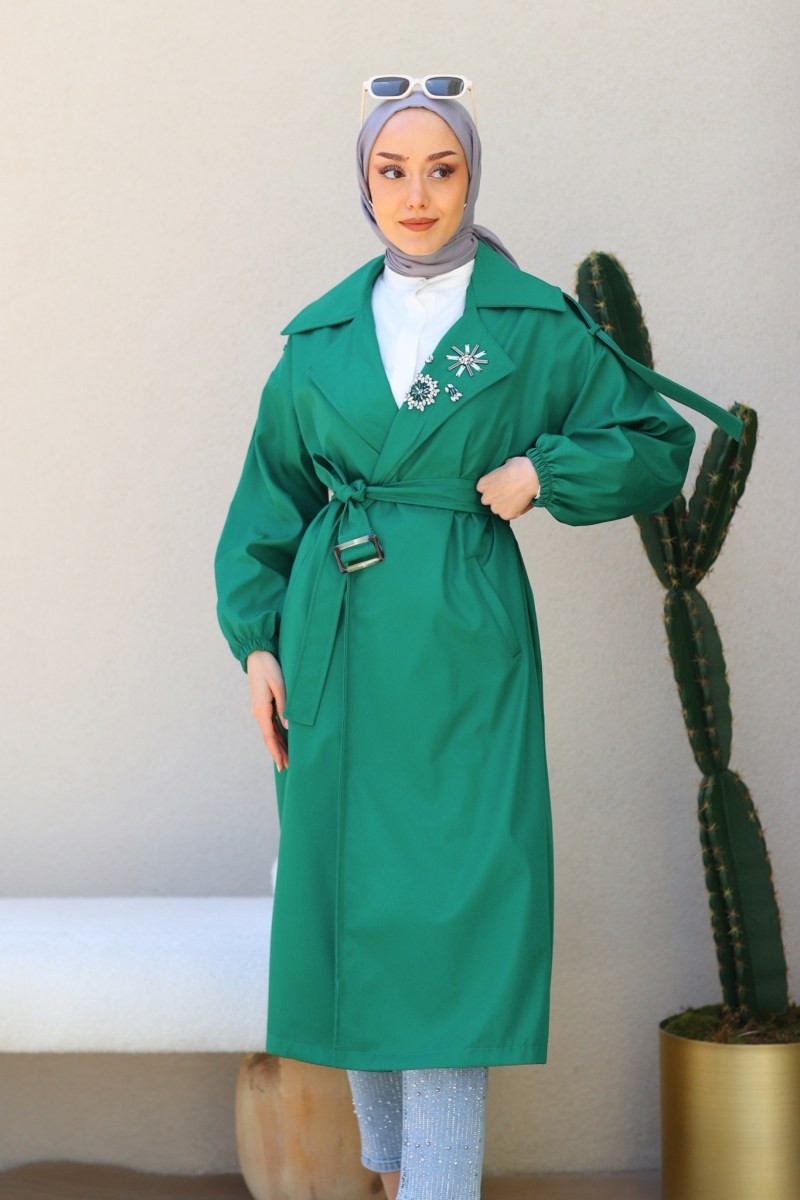 Alyona Green Trench Coat