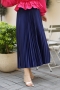 Lariva Navy Blue Satin Skirt
