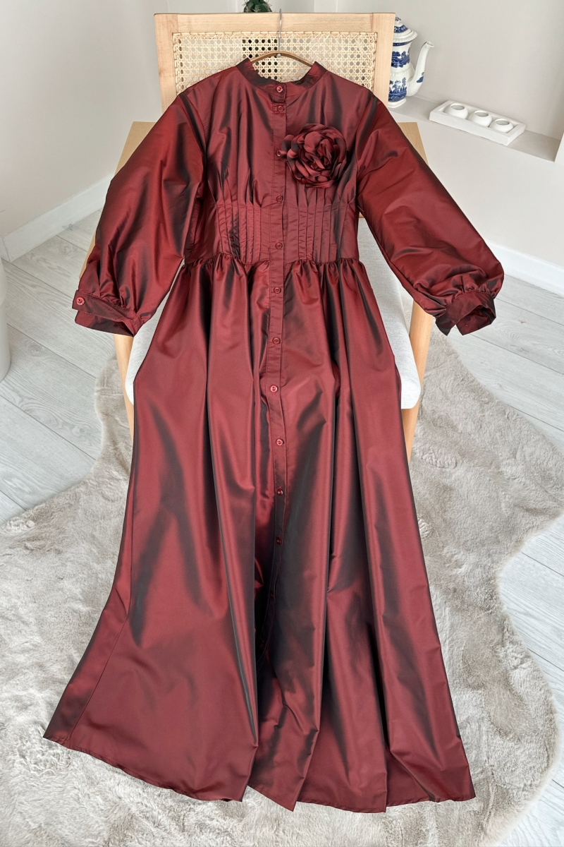 Olina Burgundy Dress
