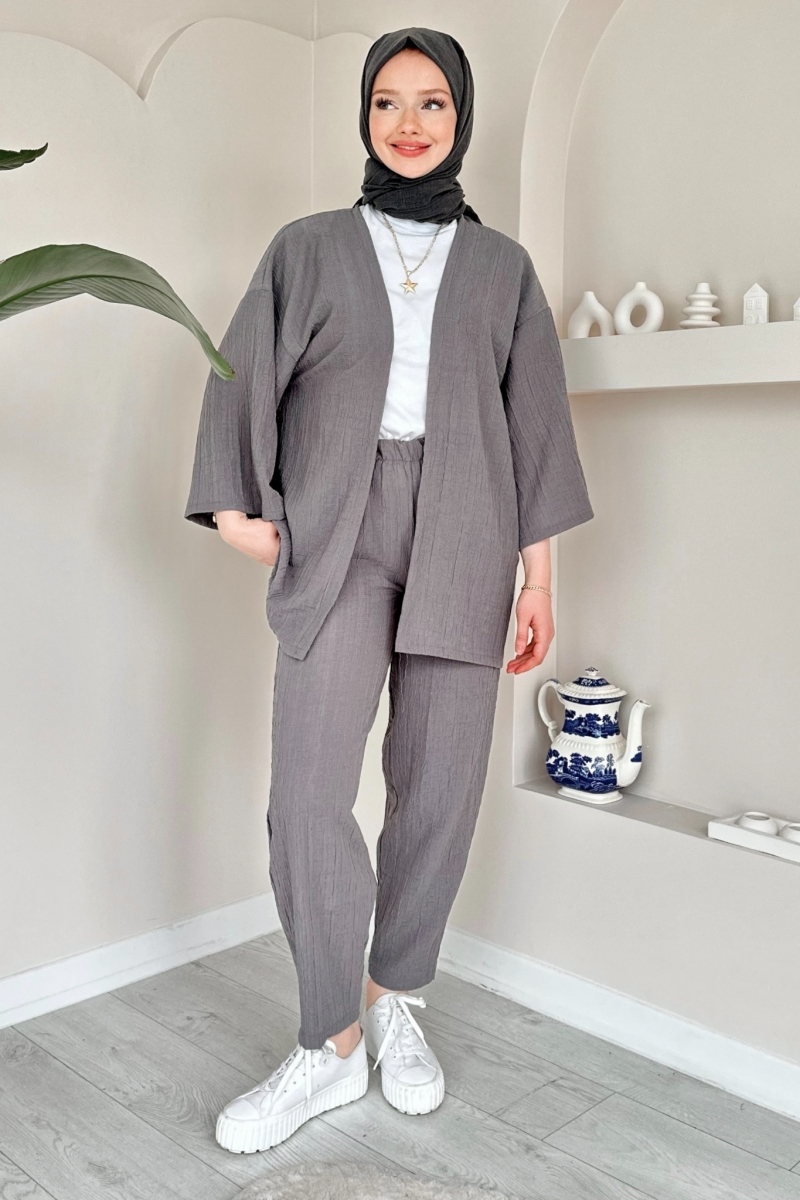 Vania Anthracite Kimono Suit 