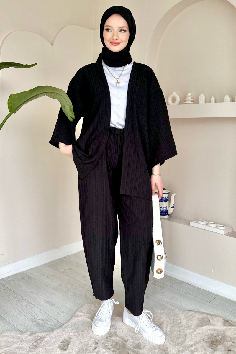 Vania Siyah Kimono Takım 