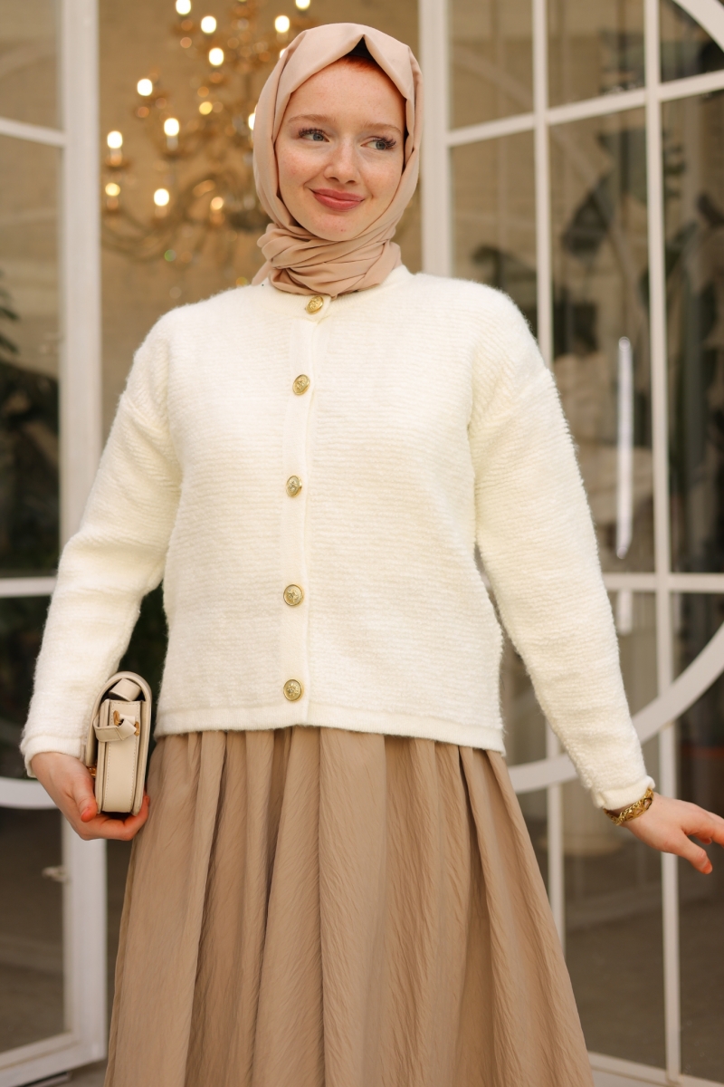 Zaria White Knitwear Cardigan 