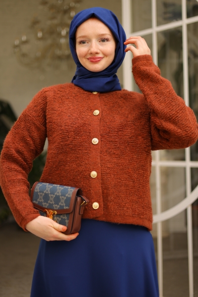 Zaria Kiremit Triko Hırka 