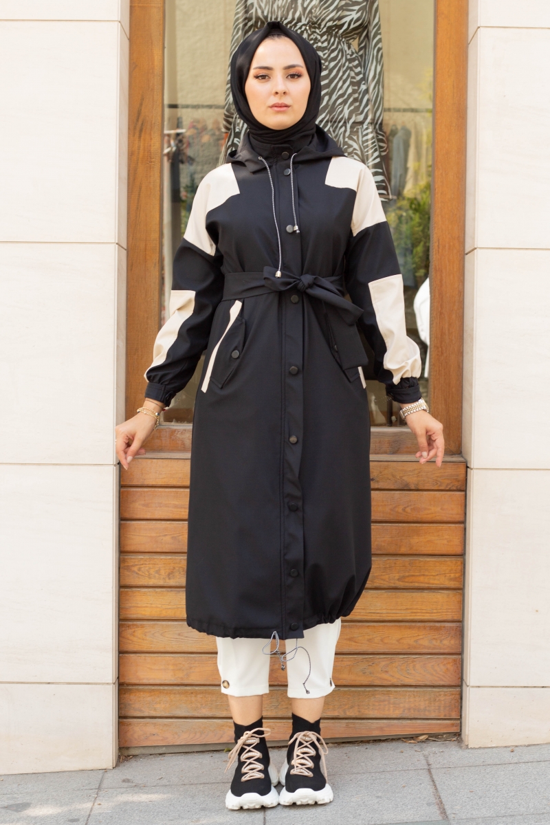 Winter Siyah Trençkot