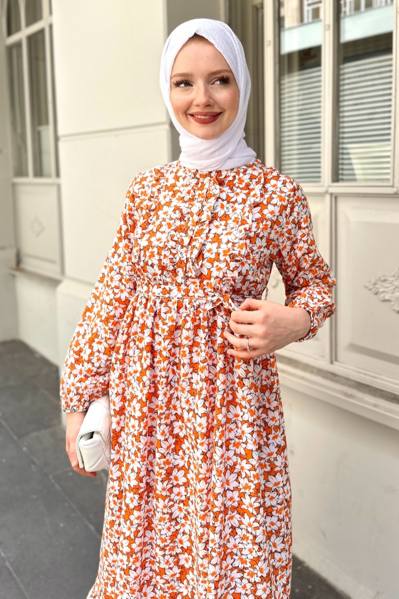Adella Turuncu Elbise