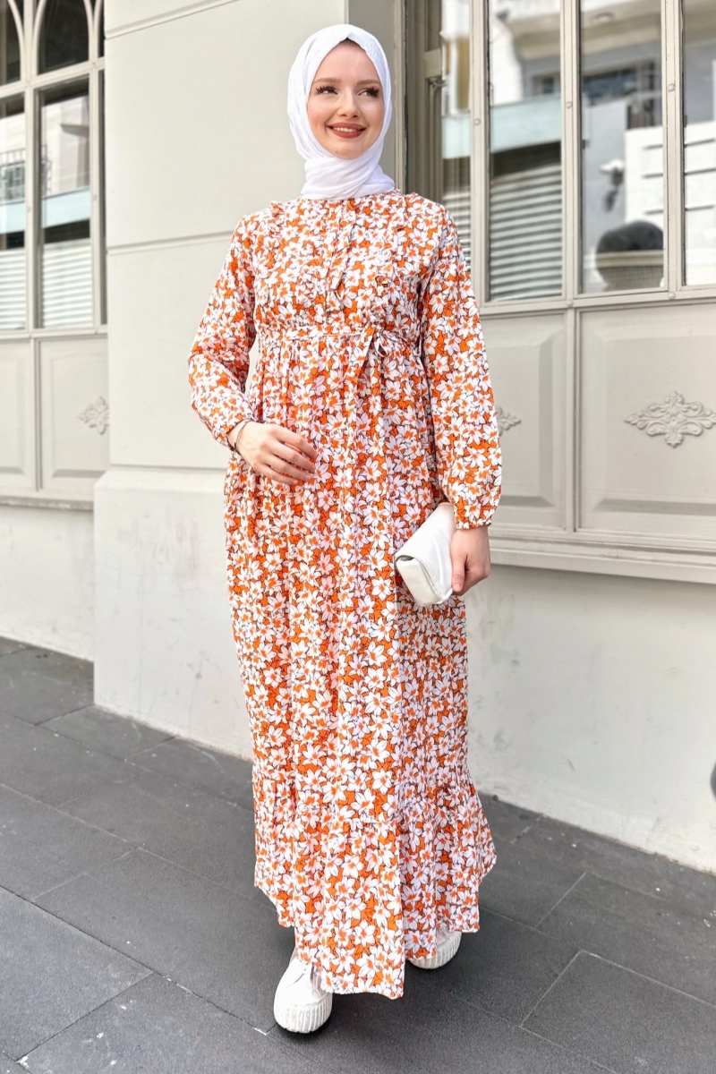 Adella Turuncu Elbise