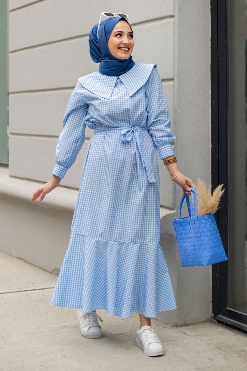 Adrian Mavi Pötikare Elbise