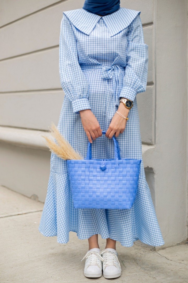 Adrian Mavi Pötikare Elbise