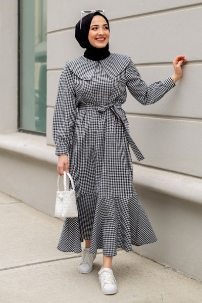 Adrian Siyah Pötikare Elbise