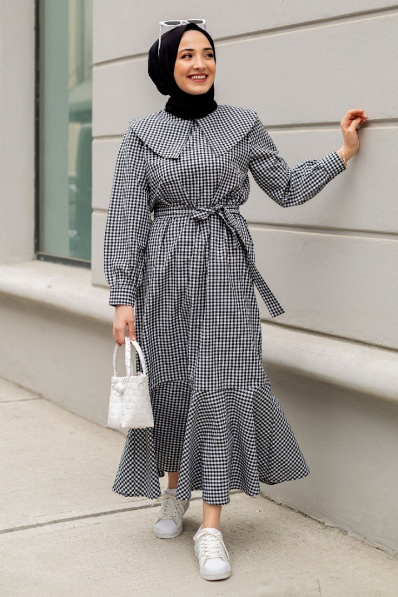 Adrian Siyah Pötikare Elbise