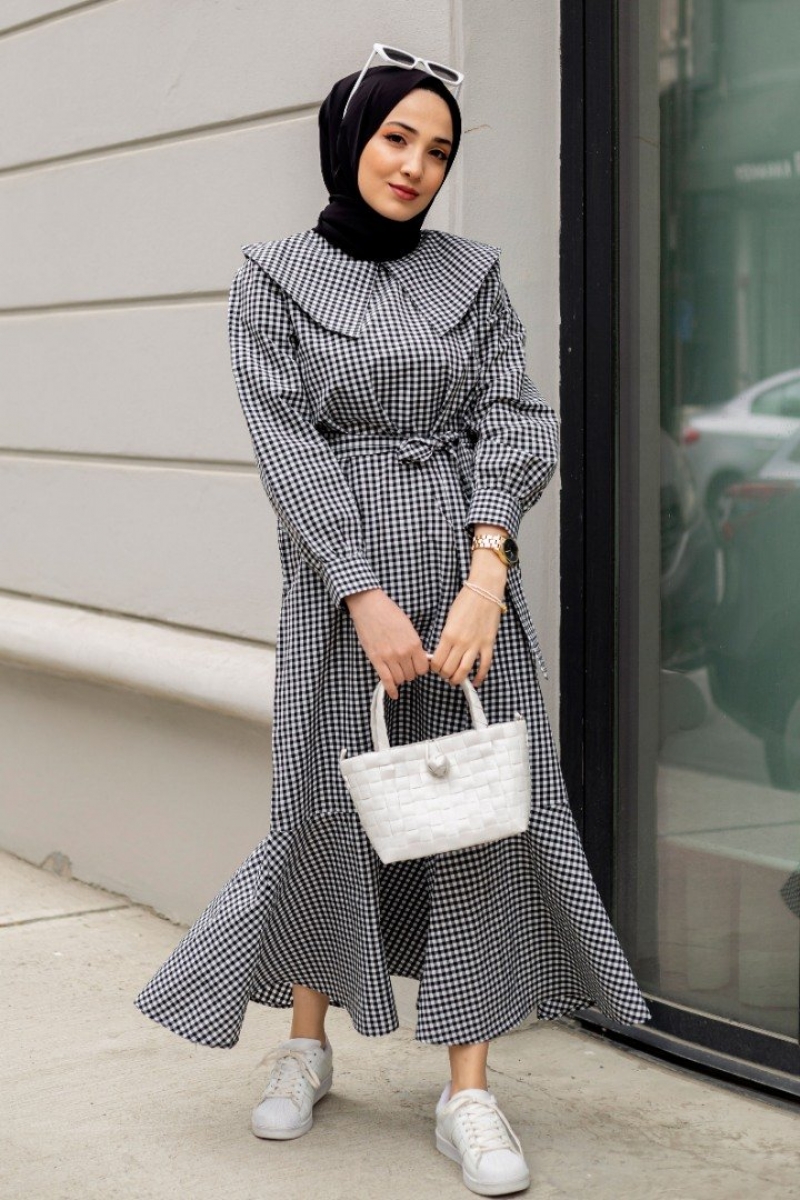 Adrian Siyah Pötikare Elbise