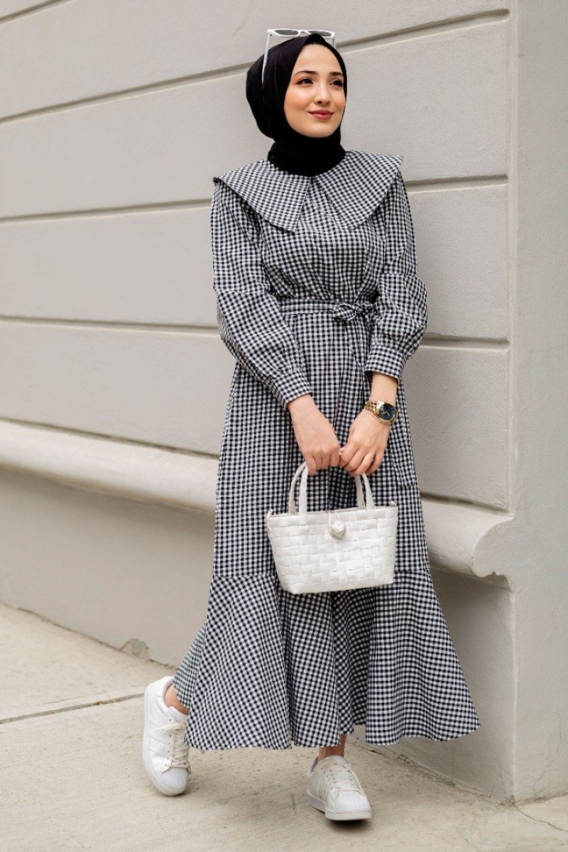 Adrian Siyah Pötikare Elbise