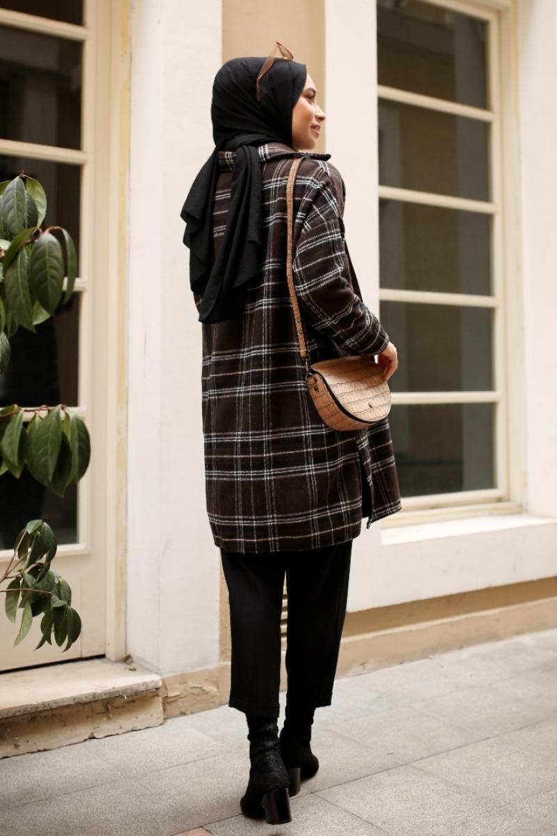 Alexa Koyu Kahve Ekose Ceket Gömlek