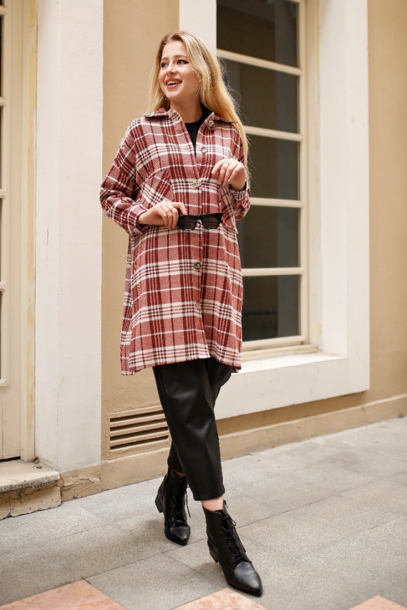 Alexa Turuncu Ekose Ceket Gömlek