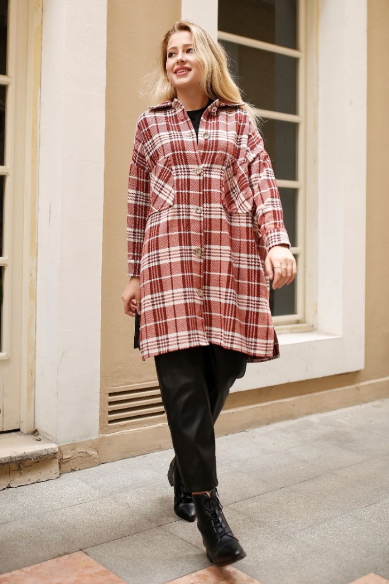 Alexa Turuncu Ekose Ceket Gömlek