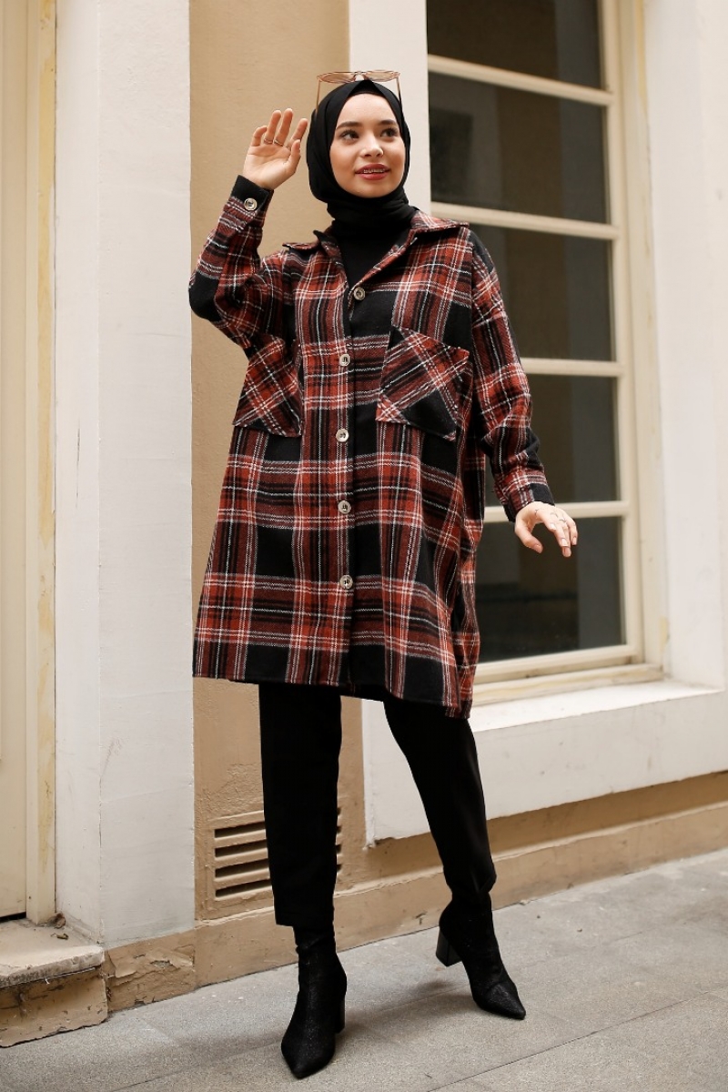 Alexa Kahverengi Ekose Ceket Gömlek