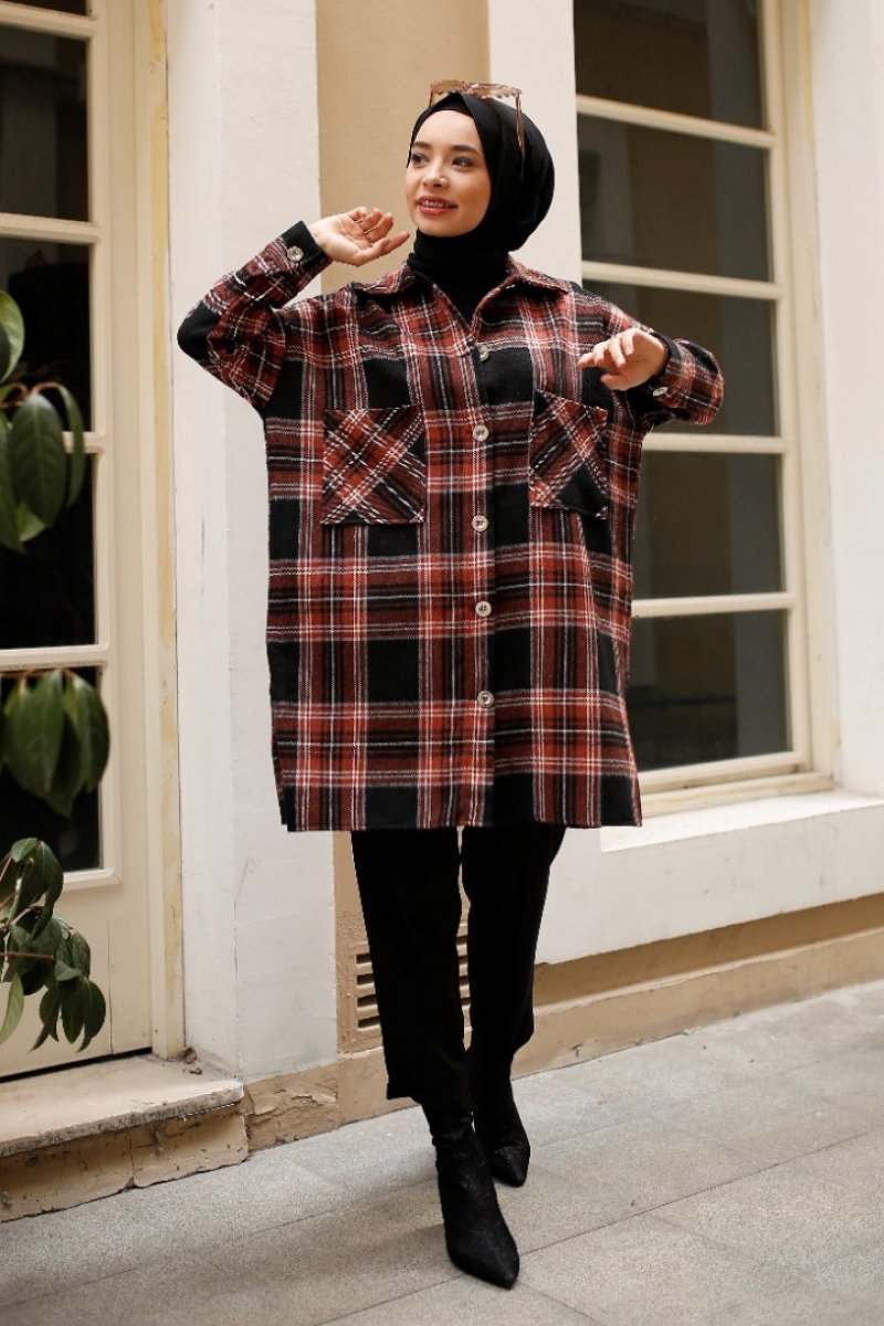 Alexa Kahverengi Ekose Ceket Gömlek