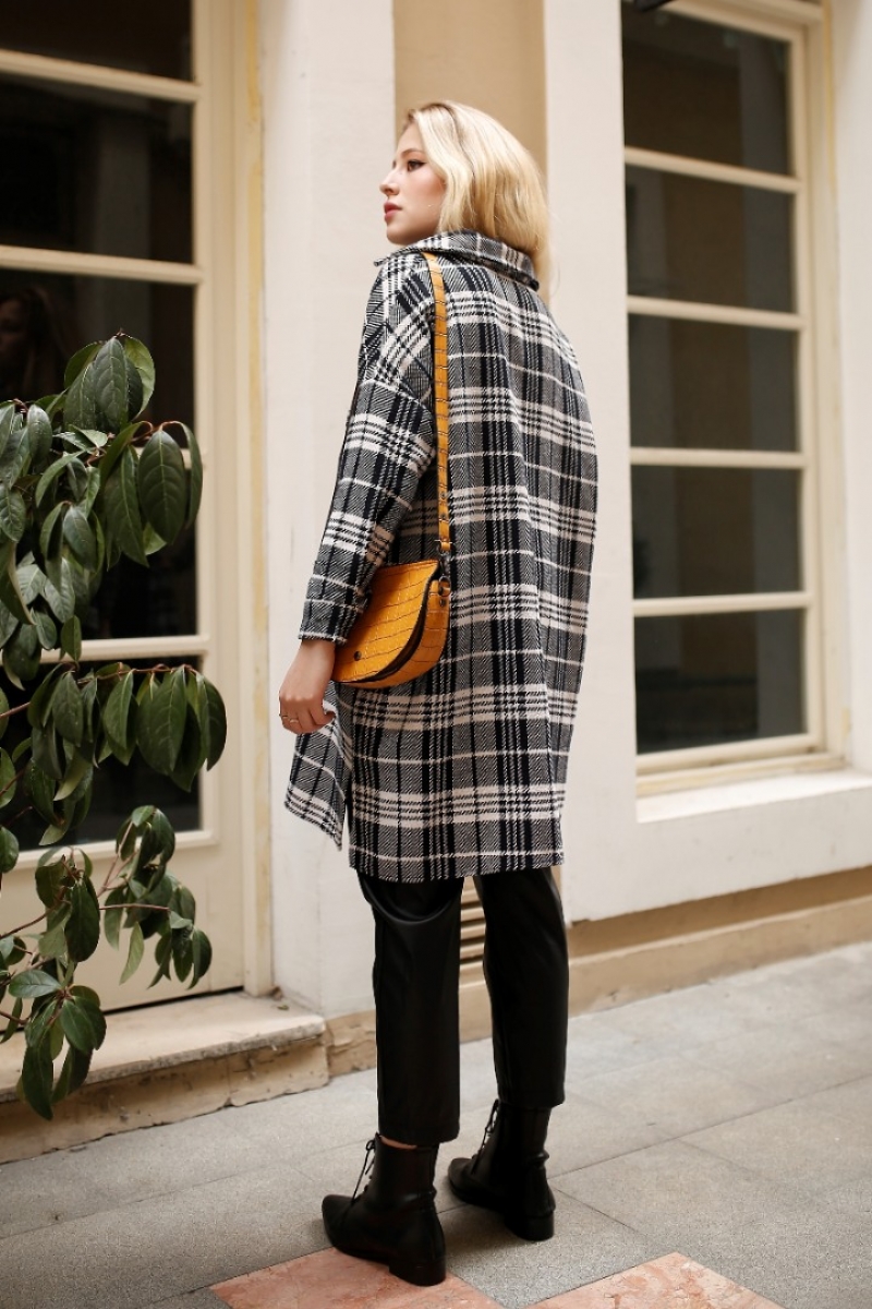 Alexa Beyaz Ekose Ceket Gömlek