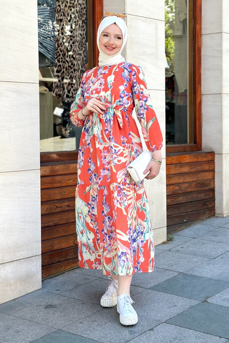 Alvena Turuncu Elbise