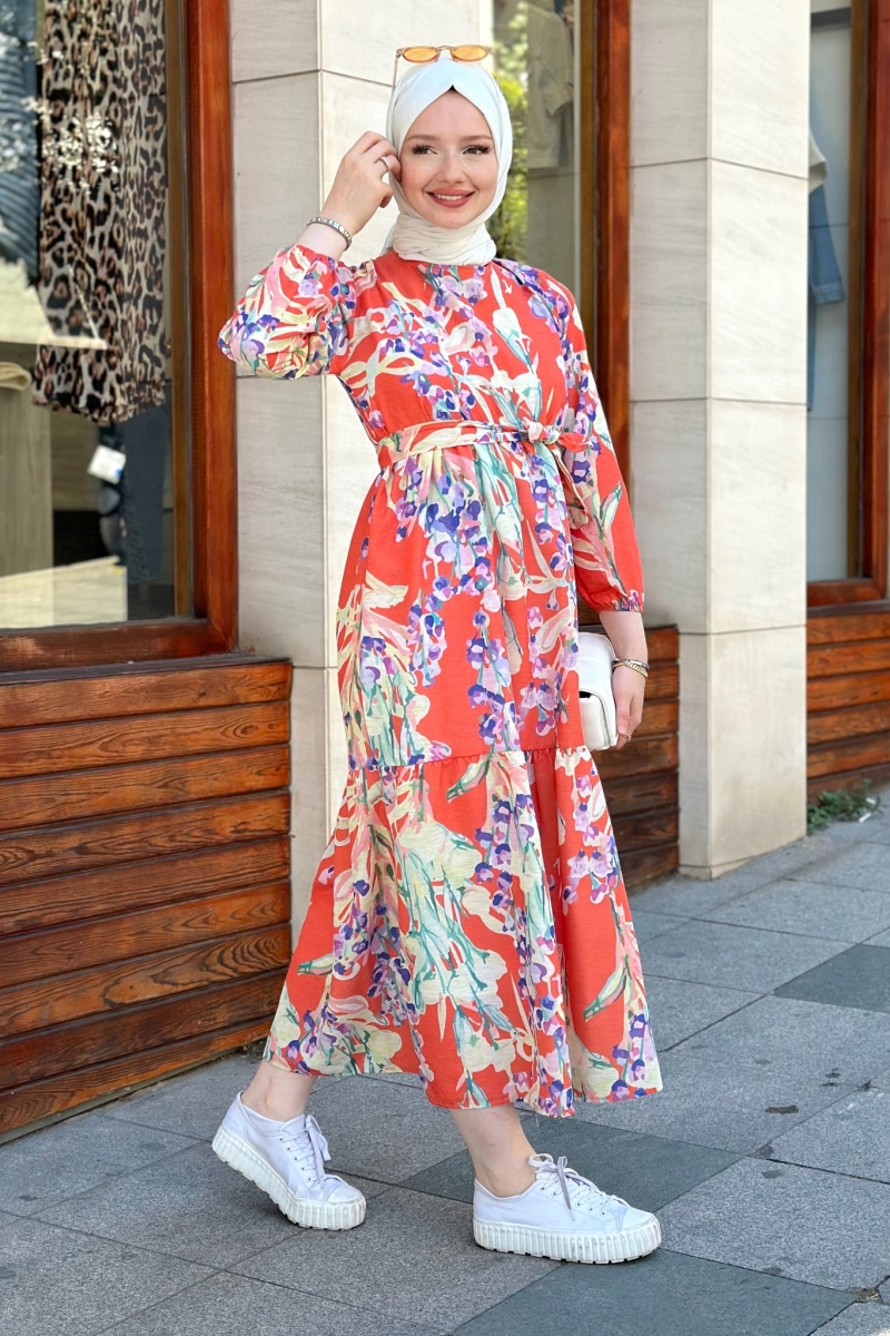 Alvena Turuncu Elbise