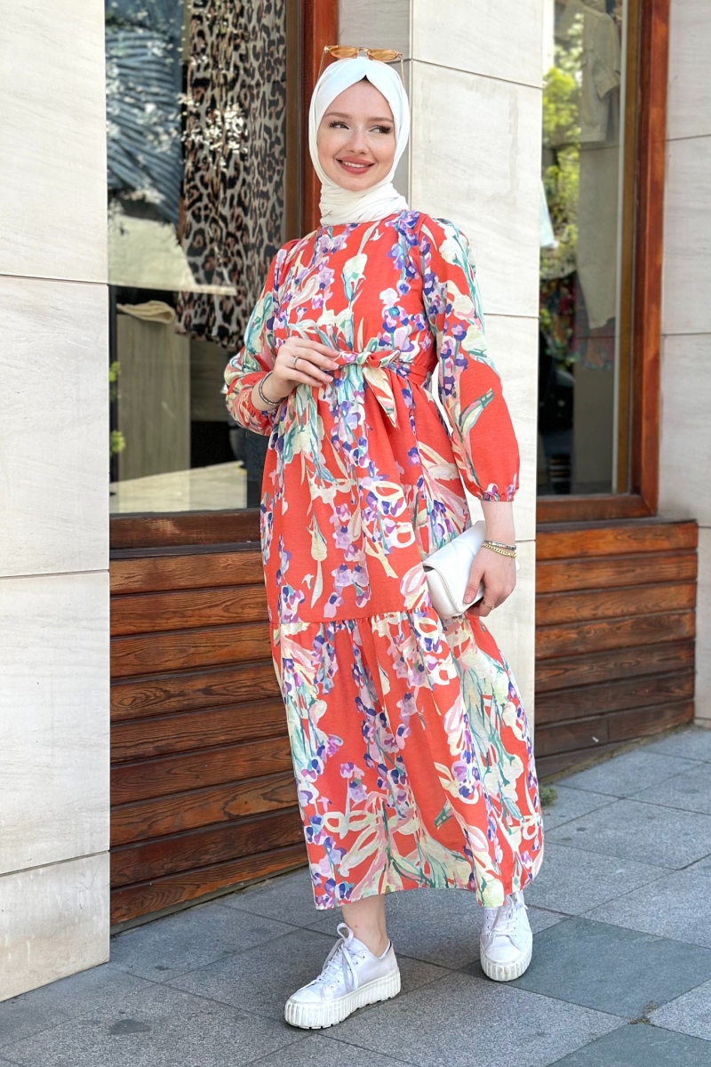 Alvena Turuncu Elbise