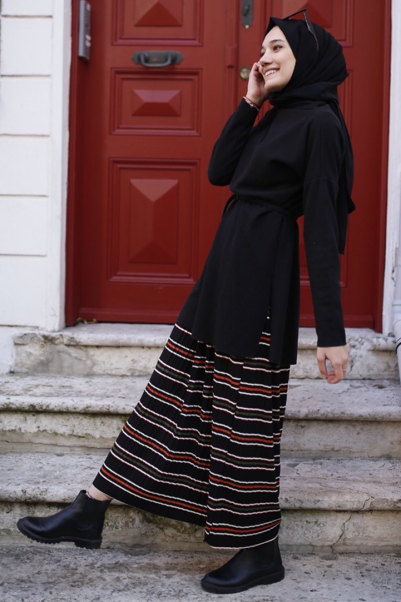 Amor Siyah Etek Tunik Kombin