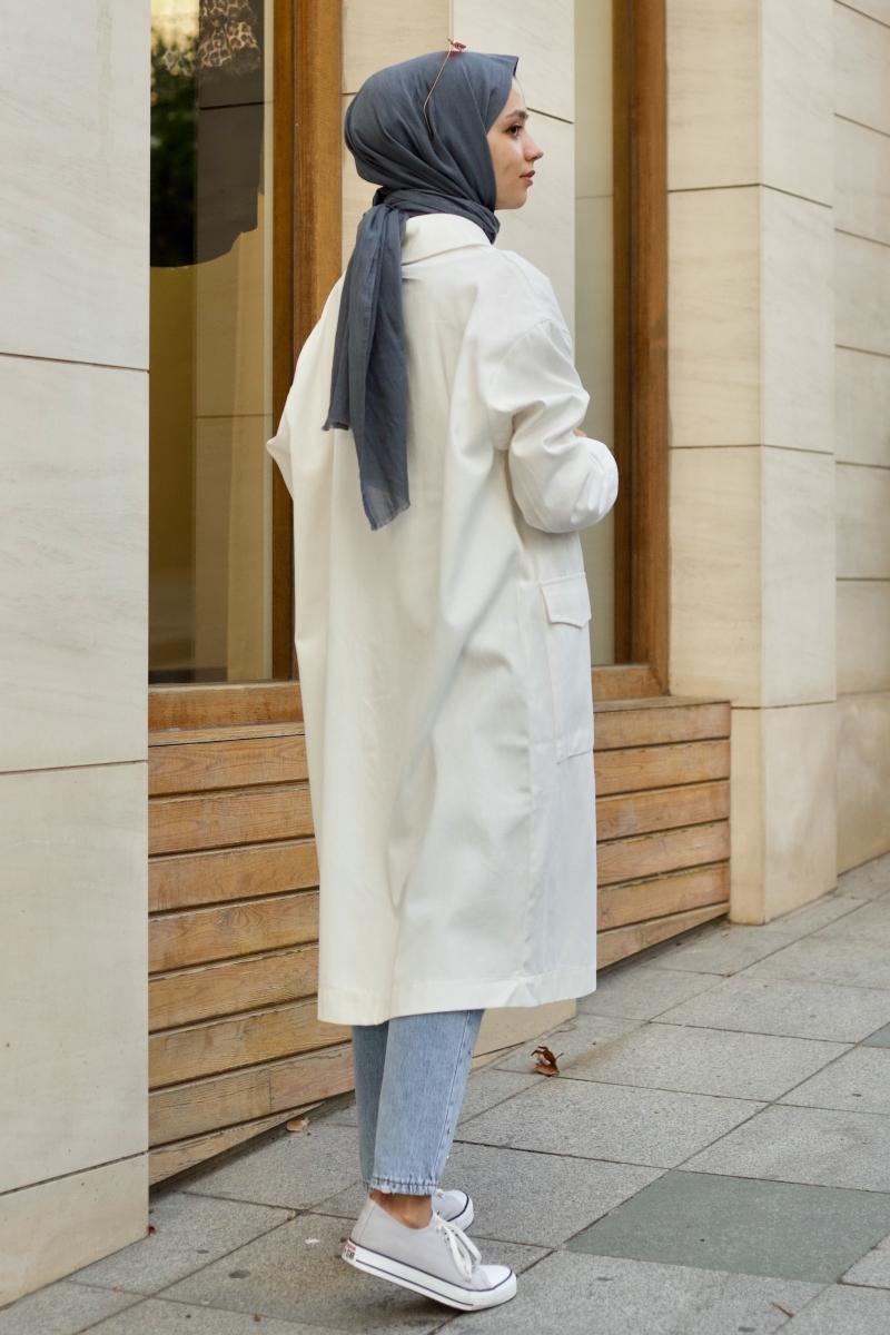 Angel Beyaz Trençkot