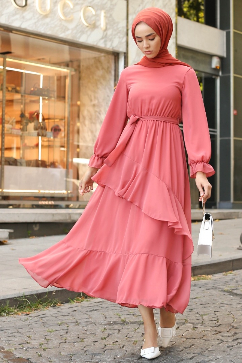 Antona Pudra Şifon Elbise