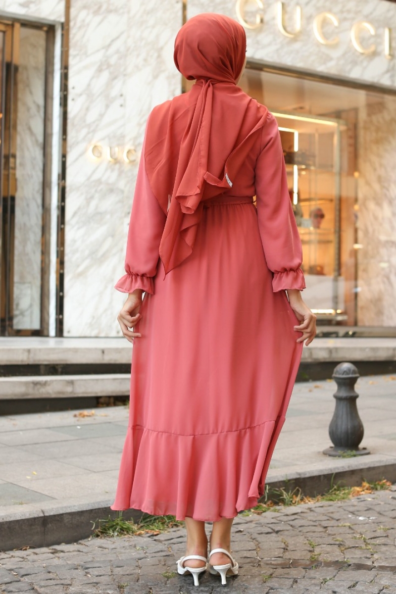 Antona Pudra Şifon Elbise