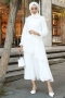 Antona Beyaz Şifon Elbise