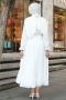 Antona Beyaz Şifon Elbise